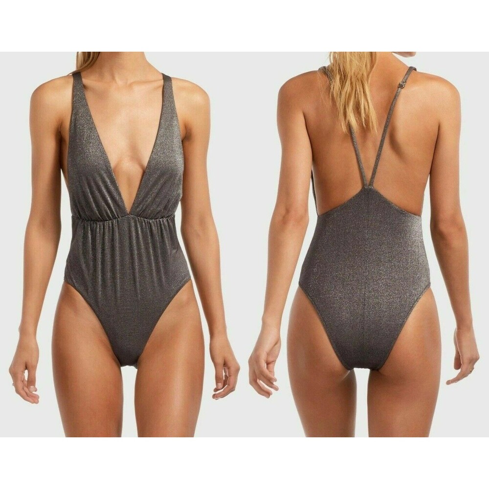 Vitamin A Stella Plunge Graphite Metallic One Piece